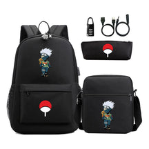 Naruto Usb Password Lock Student Backpack Three Piece Set Backpack Set