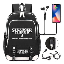 Strange Story Printed Usb Teenage Student Backpacks Men's And Women's Leisure Travel Backpack