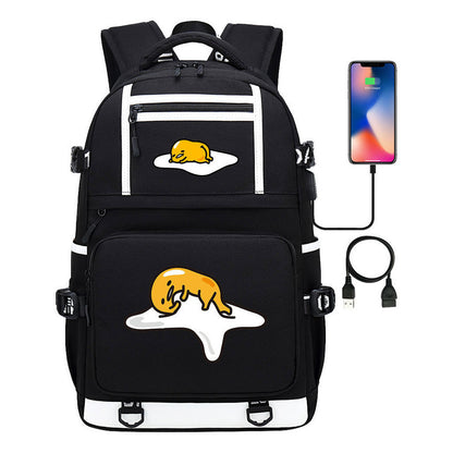 Cartoon Comics Lazy Egg Usb Youth Student Backpack Boys And Girls Backpack Leisure Travel Bag