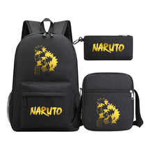 Golden Anime Naruto Starry Sky Youth Student School Bag Three Piece Set For Boys And Girls Backpack Set