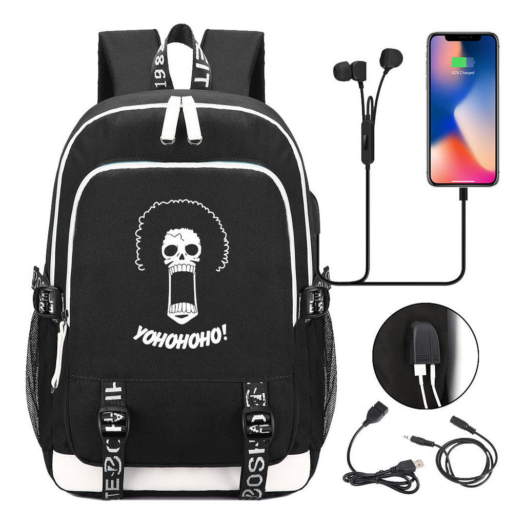 Pirate King Youth School Bag Usb Men's And Women's Leisure Backpack