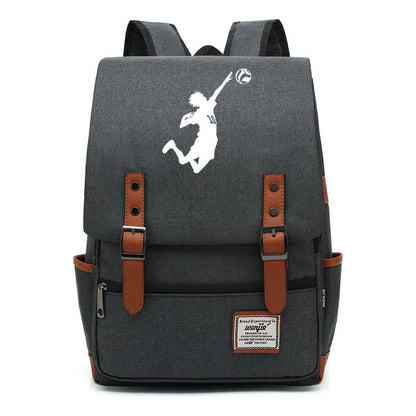 Volleyball Youth Printed Student School Bag Casual Belt Buckle Classic Backpack