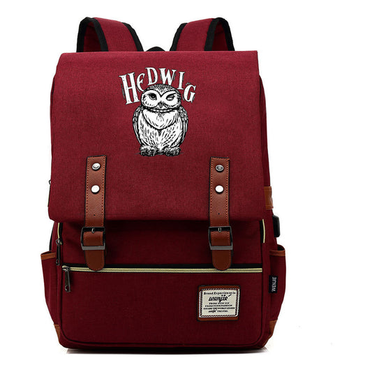 School Of Witchcraft And Wizardry Youth Student Backpack Usb Men's And Women's Leisure Belt Buckle Backpack