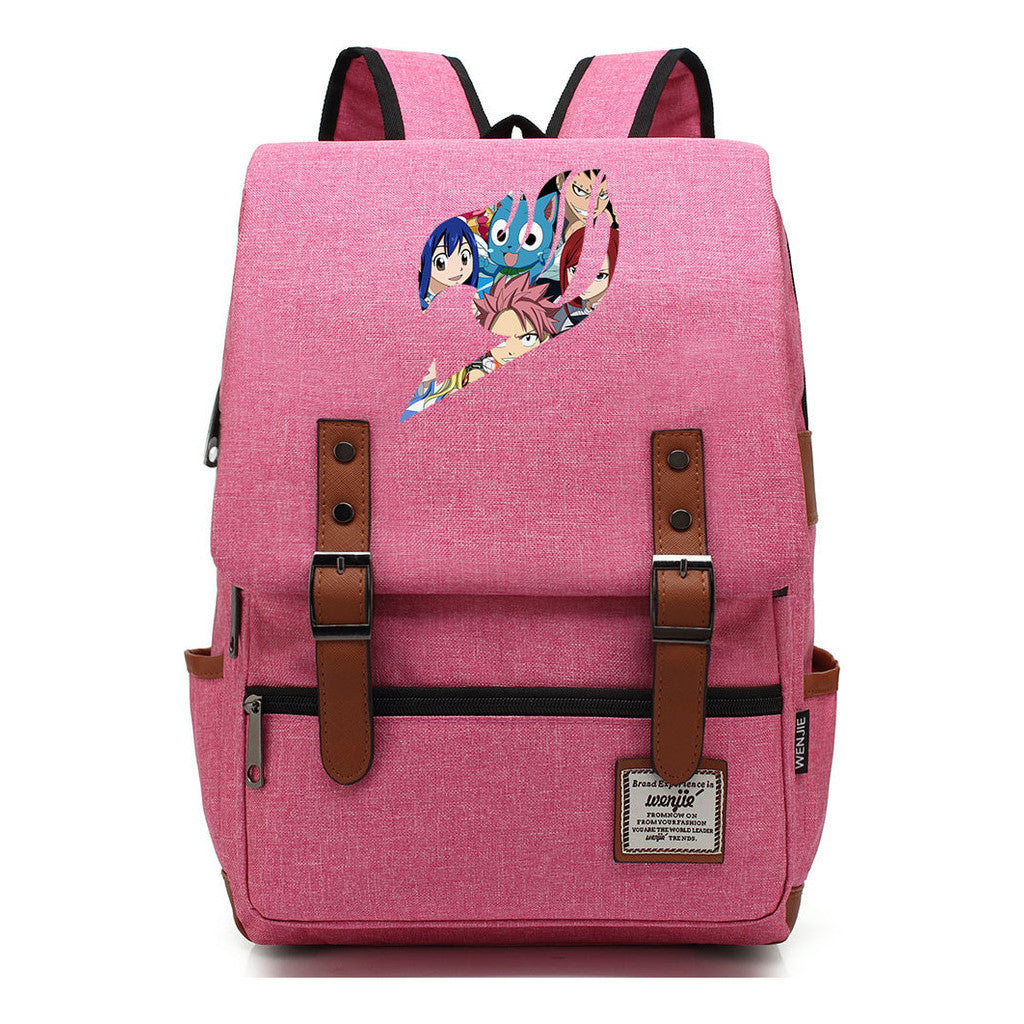 Printed Youth Student School Bag Casual Belt Buckle Classic Backpack
