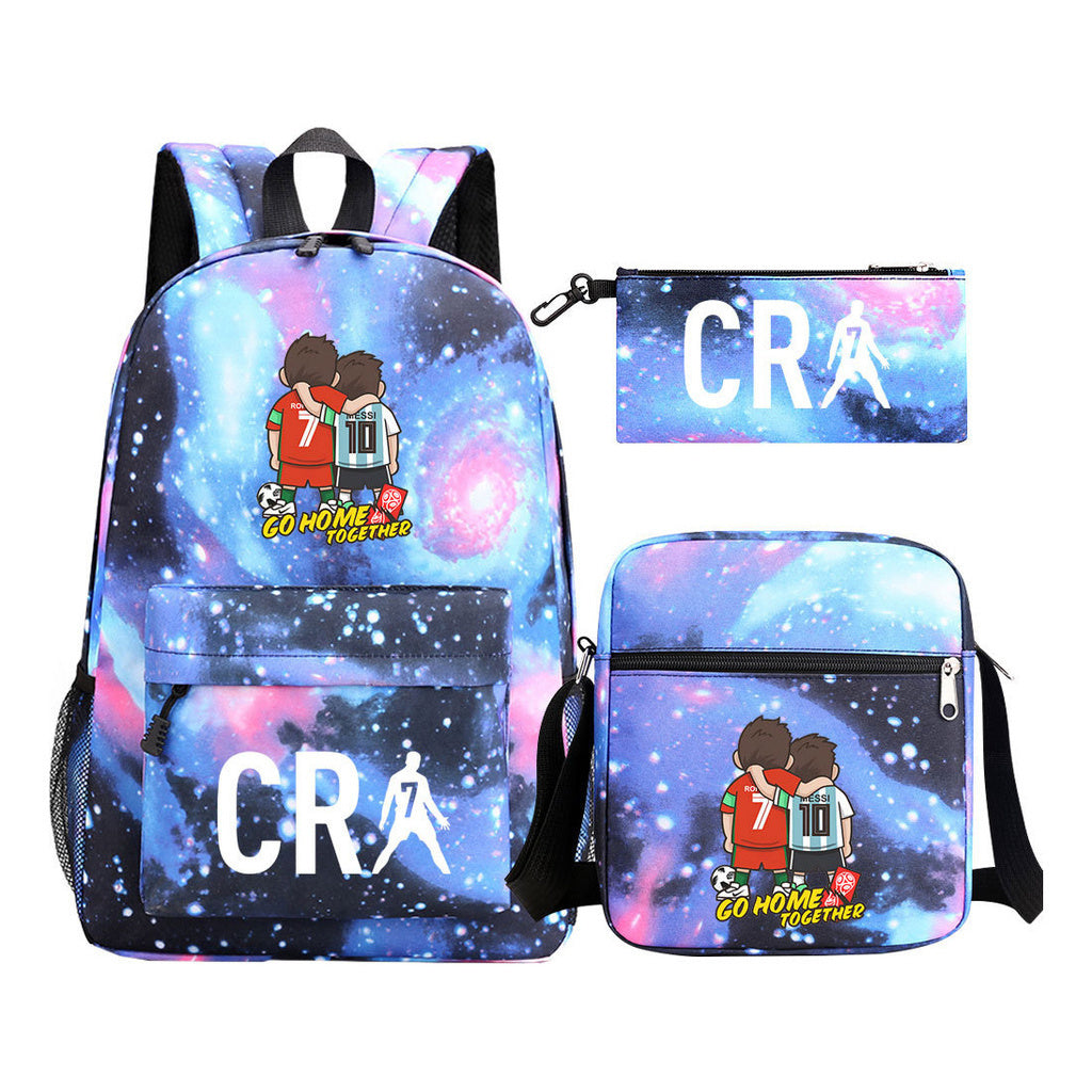 Football Star Cristiano Ronaldo Printed Youth Student Backpack 3pcs/Set Backpacks