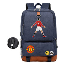 Football Star Cristiano Ronaldo Printed Usb Student Backpack For Leisure Travel Backpack