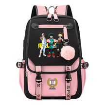 Comics My Heroes Academy Usb Student Backpack Casual Ribbon Flip Backpack