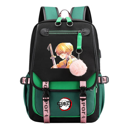 Cartoon Fashion Usb Youth Student Backpack Boy's And Girl's Leisure Ribbon Flip Backpack