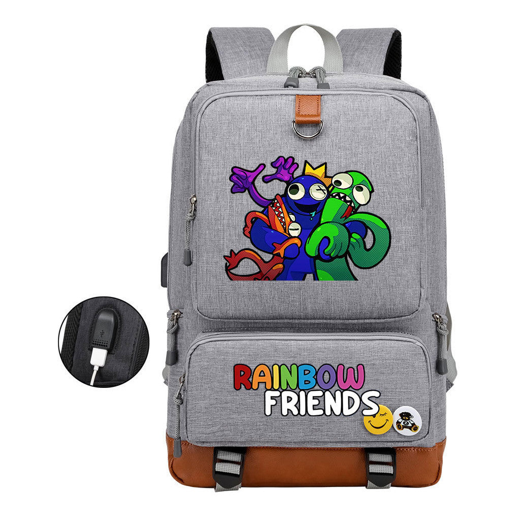 Rainbow Friend Usb Youth School Bag Leisure Travel Backpack