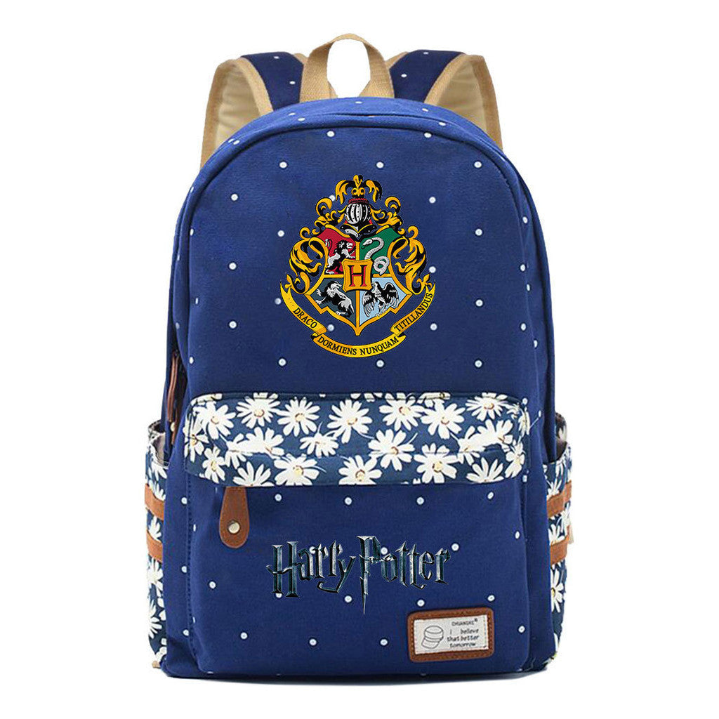 School Of Witchcraft And Wizardry Student Backpack With Floral Canvas Backpack