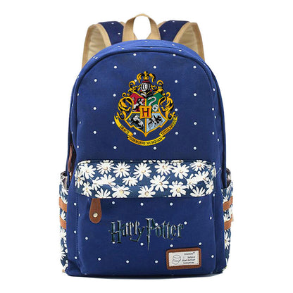 School Of Witchcraft And Wizardry Student Backpack With Floral Canvas Backpack