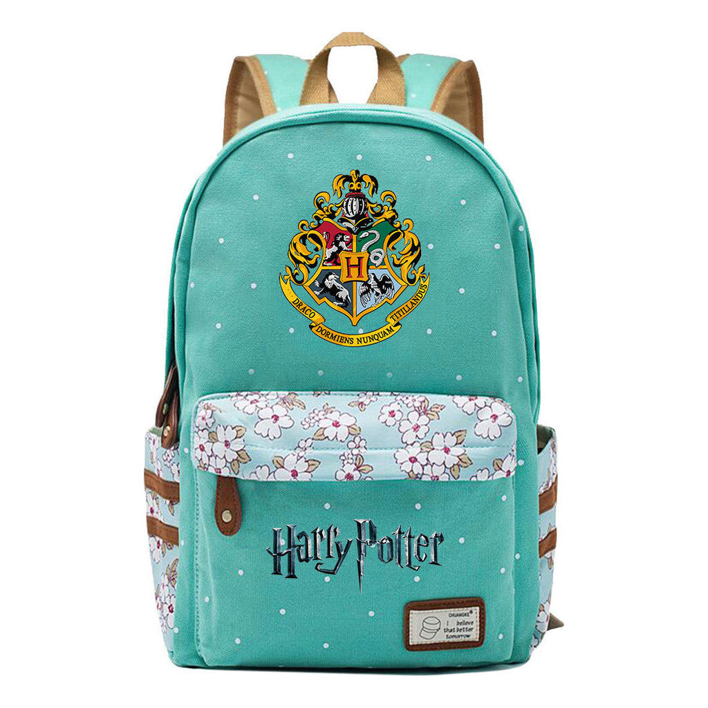 School Of Witchcraft And Wizardry Student Backpack With Floral Canvas Backpack