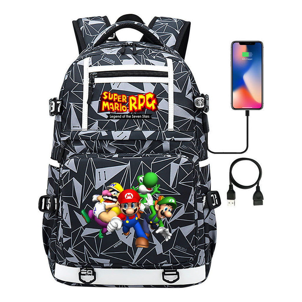 Super Mario Printed Backpack For Men And Women, Casual Travel Backpack