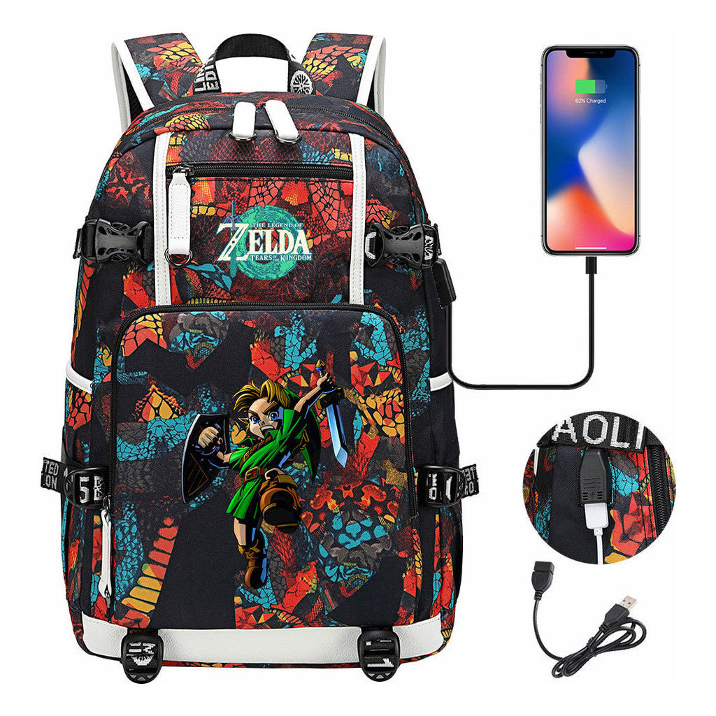 Game Zelda Legend Printed Youth Student Backpack For Men And Women With Large Capacity Leisure Travel Backpack