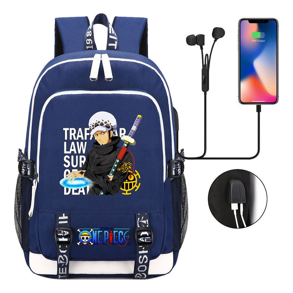 Pirate King Print Youth Student Backpack Usb Casual Backpack