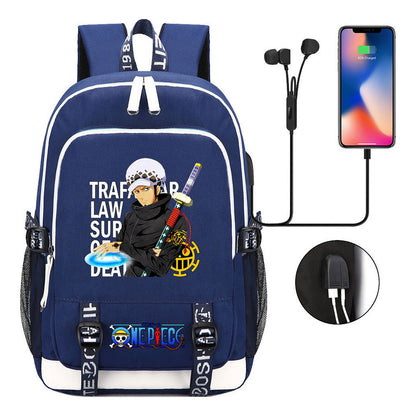 Pirate King Print Youth Student Backpack Usb Casual Backpack