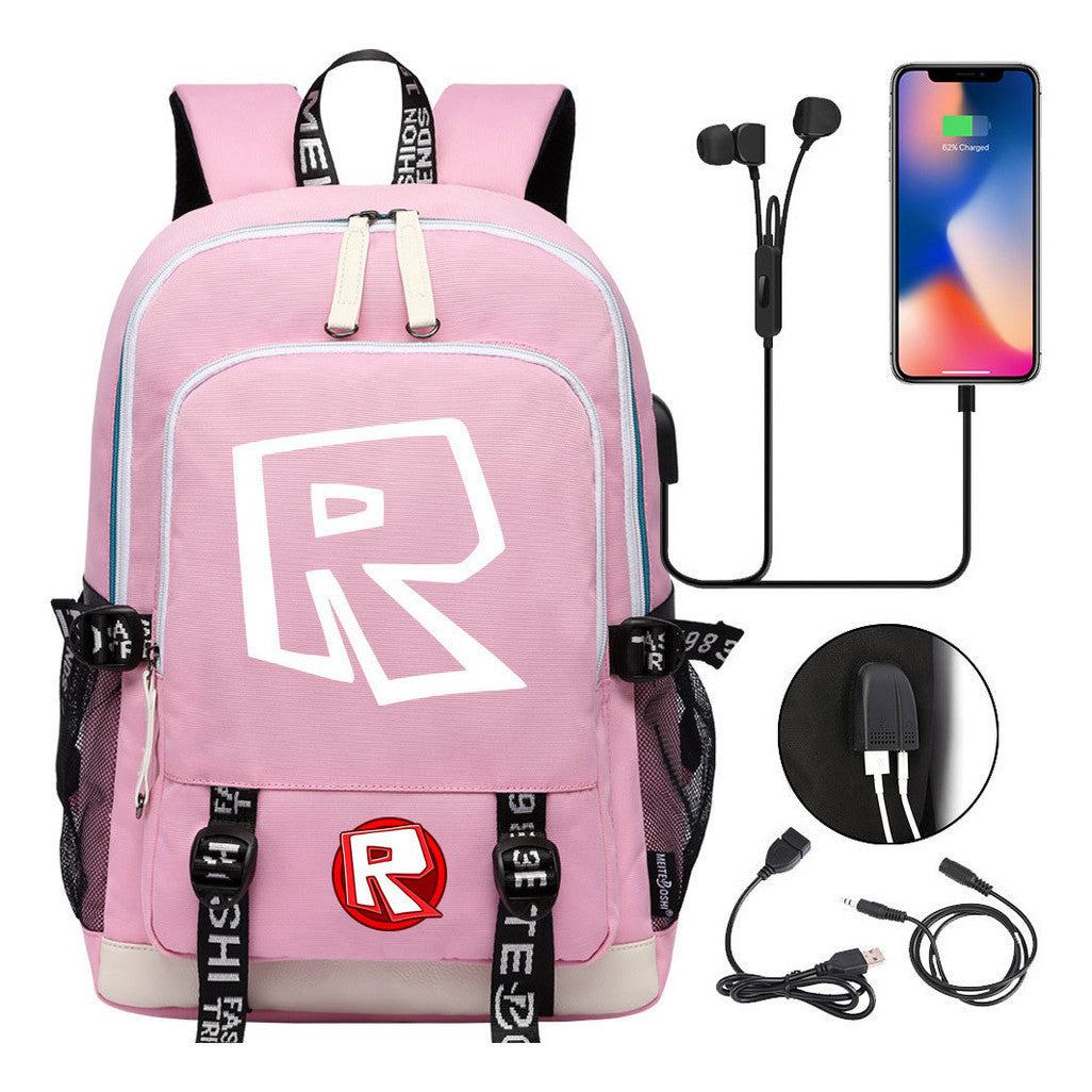 Printed Youth Student Backpack Usb Casual Backpack