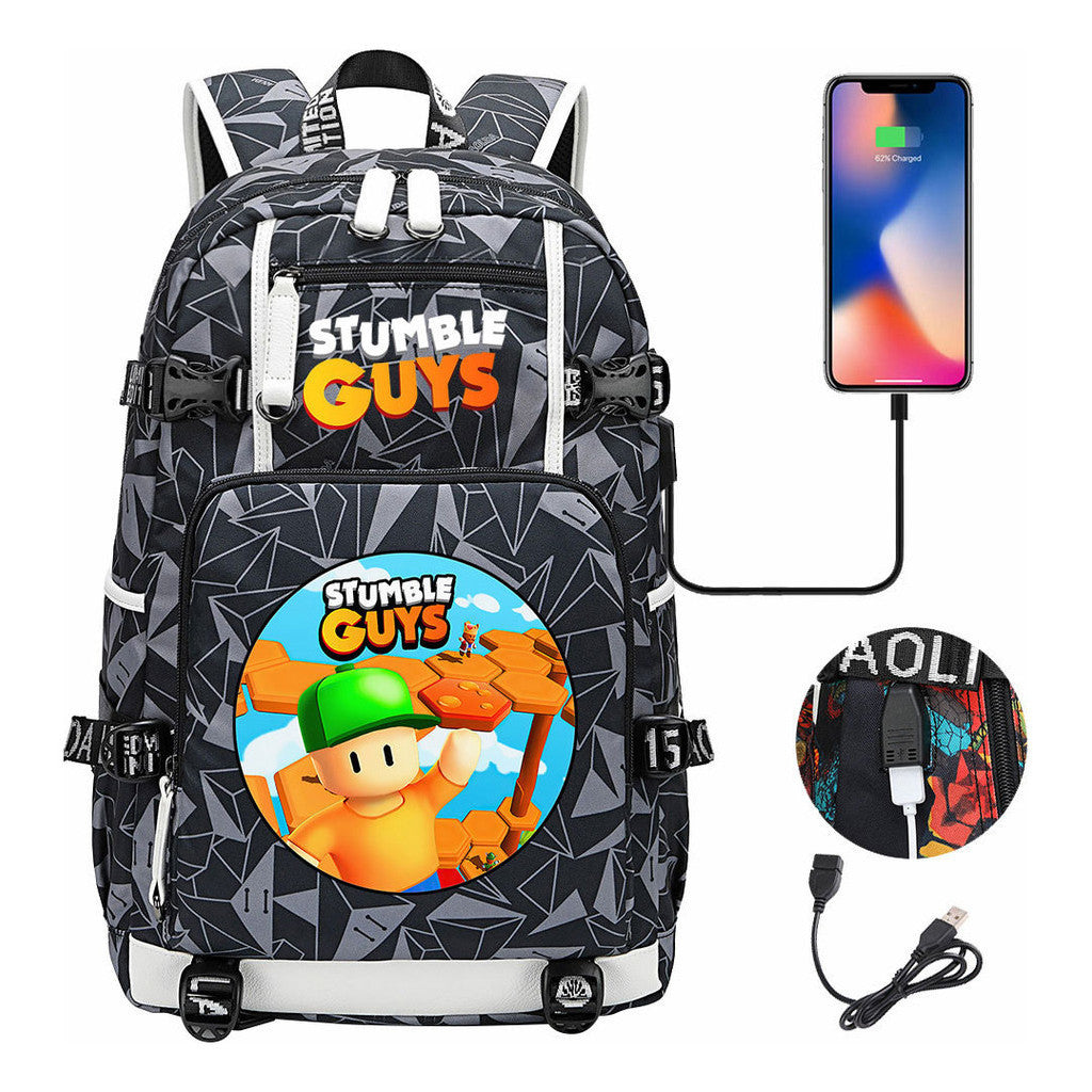 Usb Printed Student Backpack For Men And Women's Leisure Travel Backpack