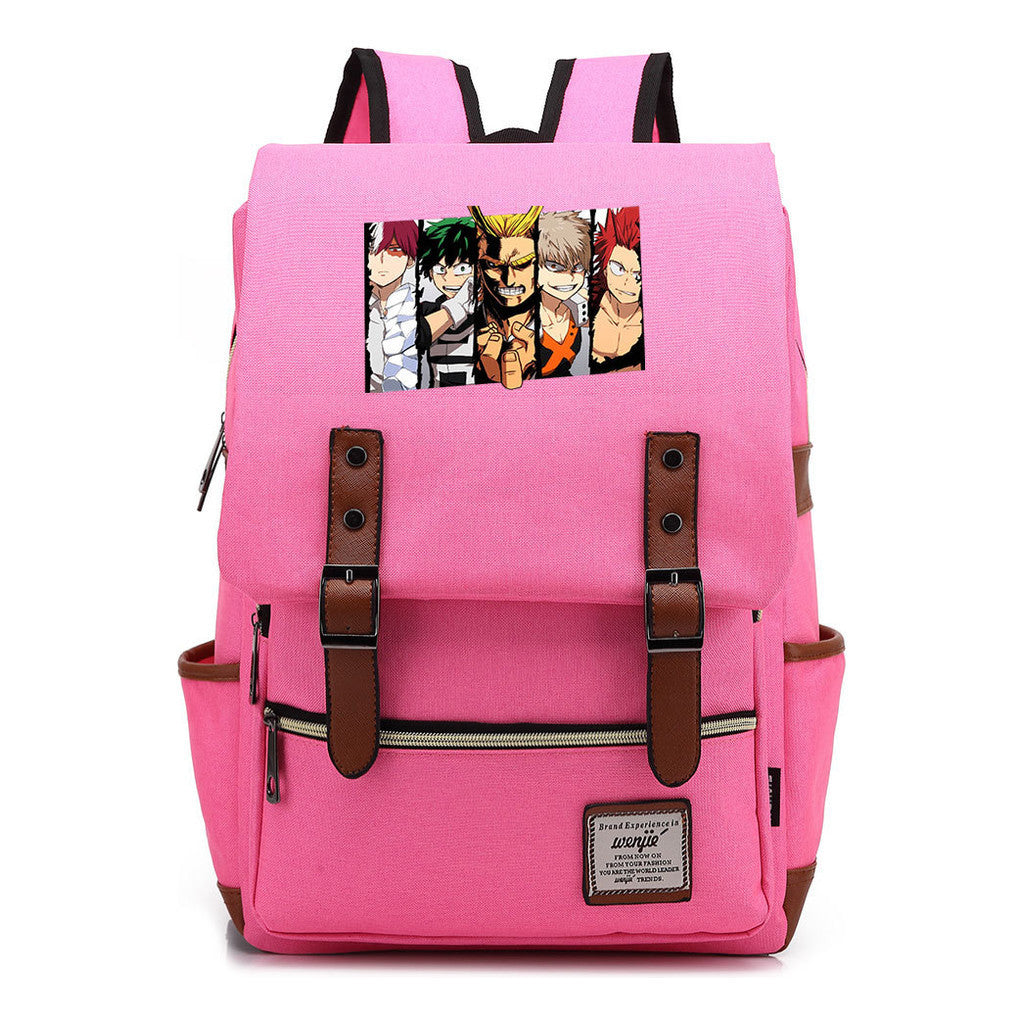 Anime My Heroes Academy Printed Youth Student Backpack Men's And Women's Leisure Belt Buckle Classic Backpack