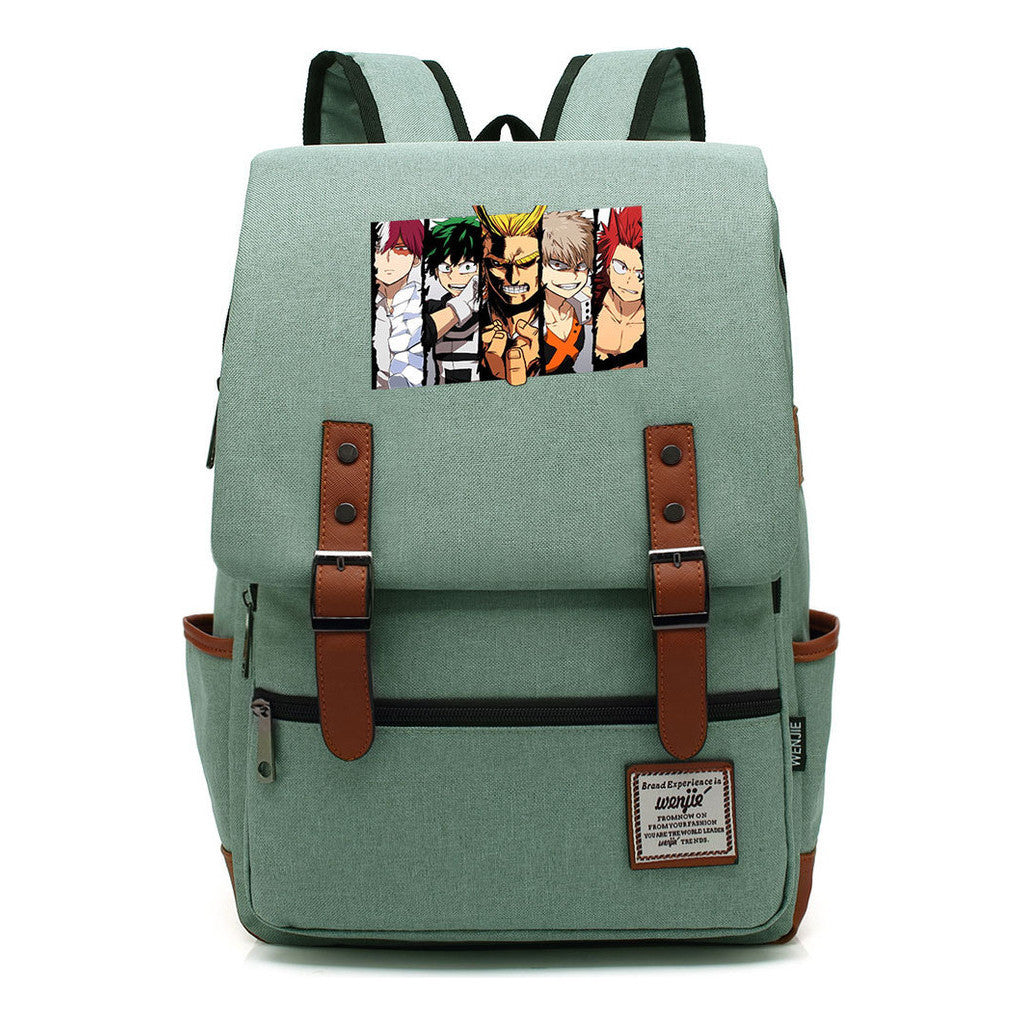 Anime My Heroes Academy Printed Youth Student Backpack Men's And Women's Leisure Belt Buckle Classic Backpack