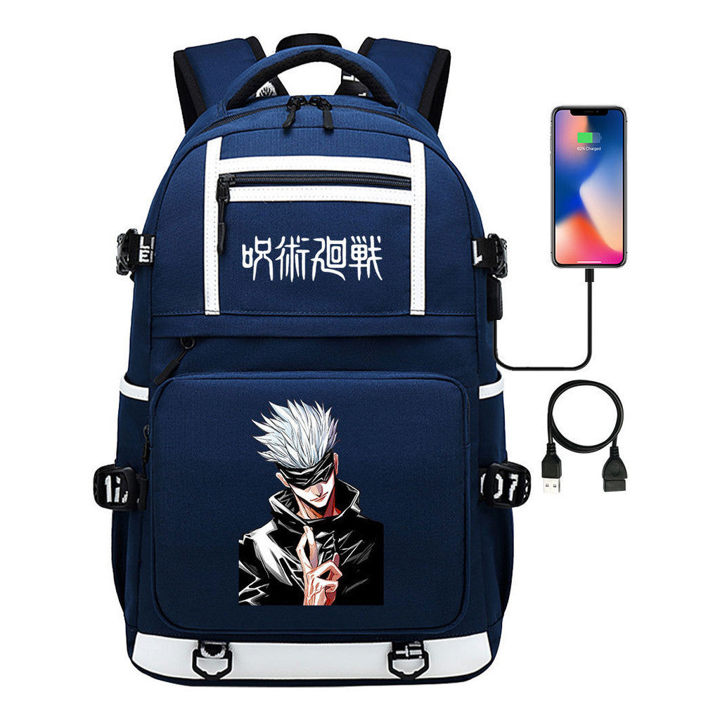 Printed Usb Youth Student School Bag Men's And Women's Backpack Leisure Travel Bag