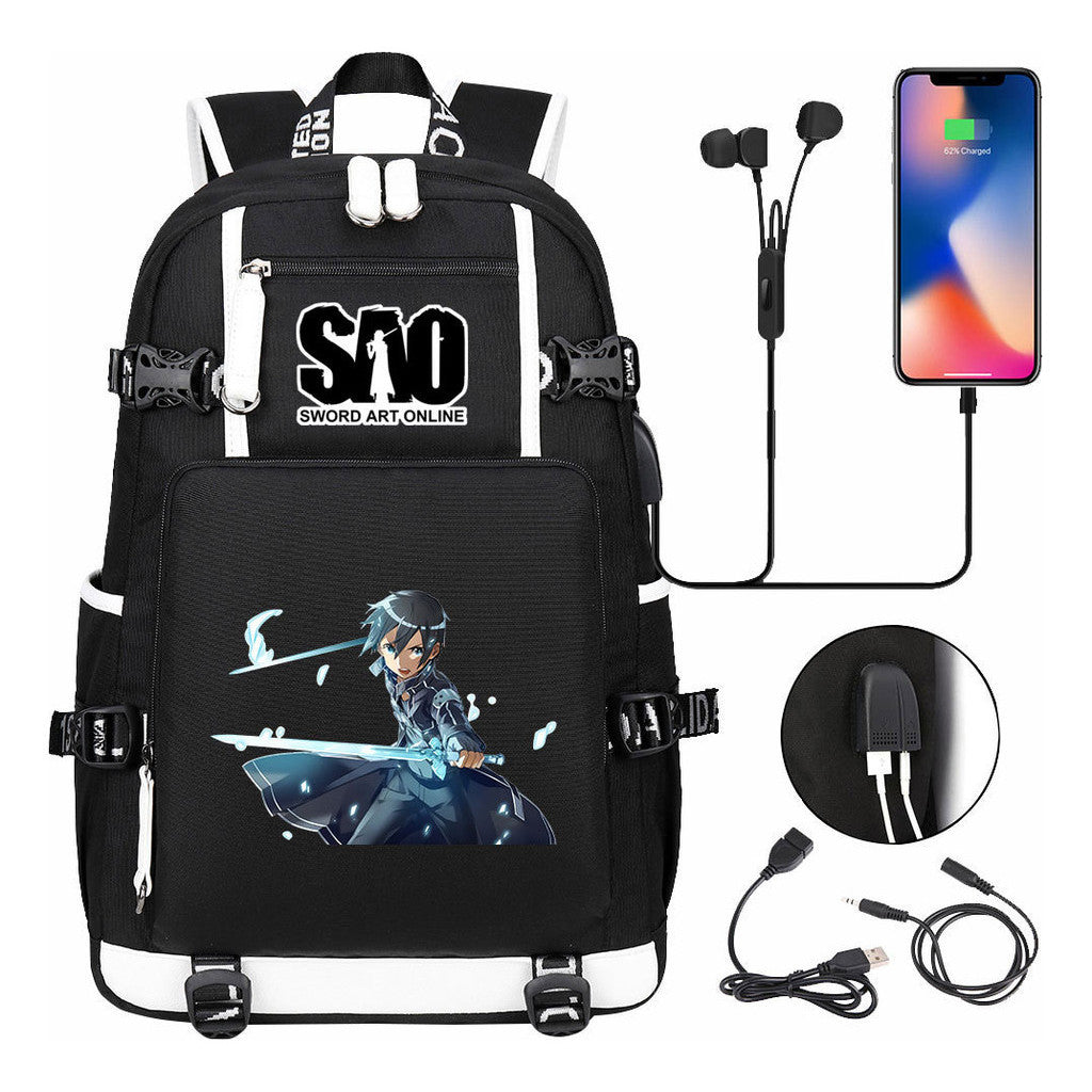 Sword God Domain Usb Youth Student Backpack For Men And Women's Leisure Travel Backpack