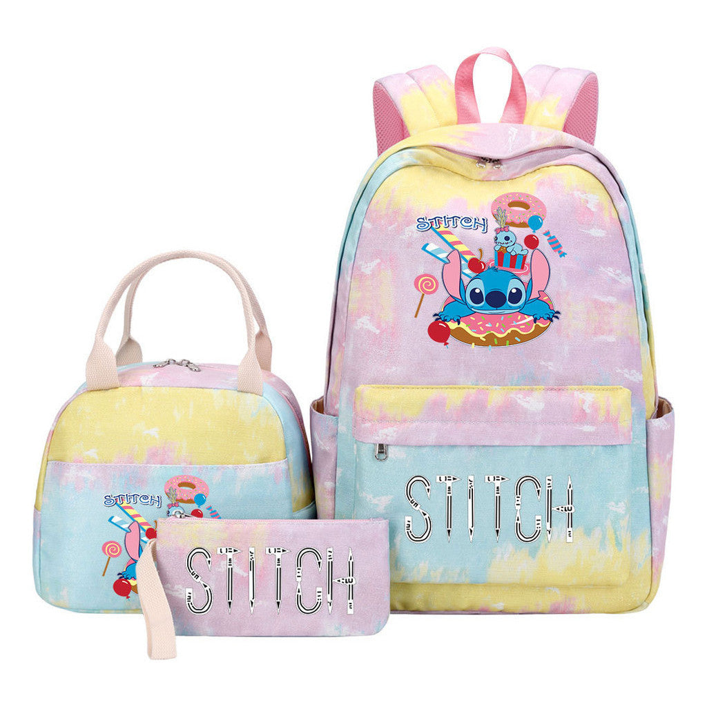 Interstellar Baby Stitch Student Girls School Bag Lunch Bag Three Piece Set Backpack Cover