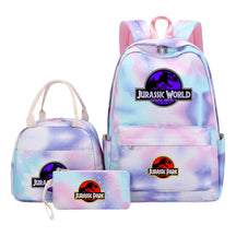 Jurassic Park Dinosaur Student Girls School Bag Lunch Bag Three Piece Set Backpack Set