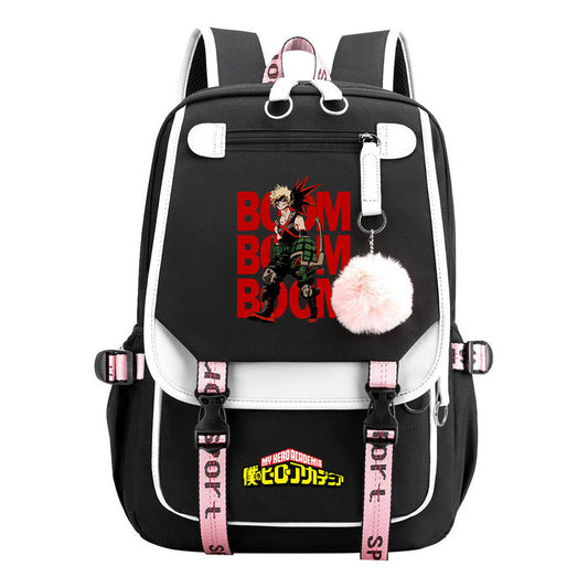 My Heroes Academy Usb Student Backpack For Boys And Girls, Casual Weaving Ribbon Flip Back Backpack