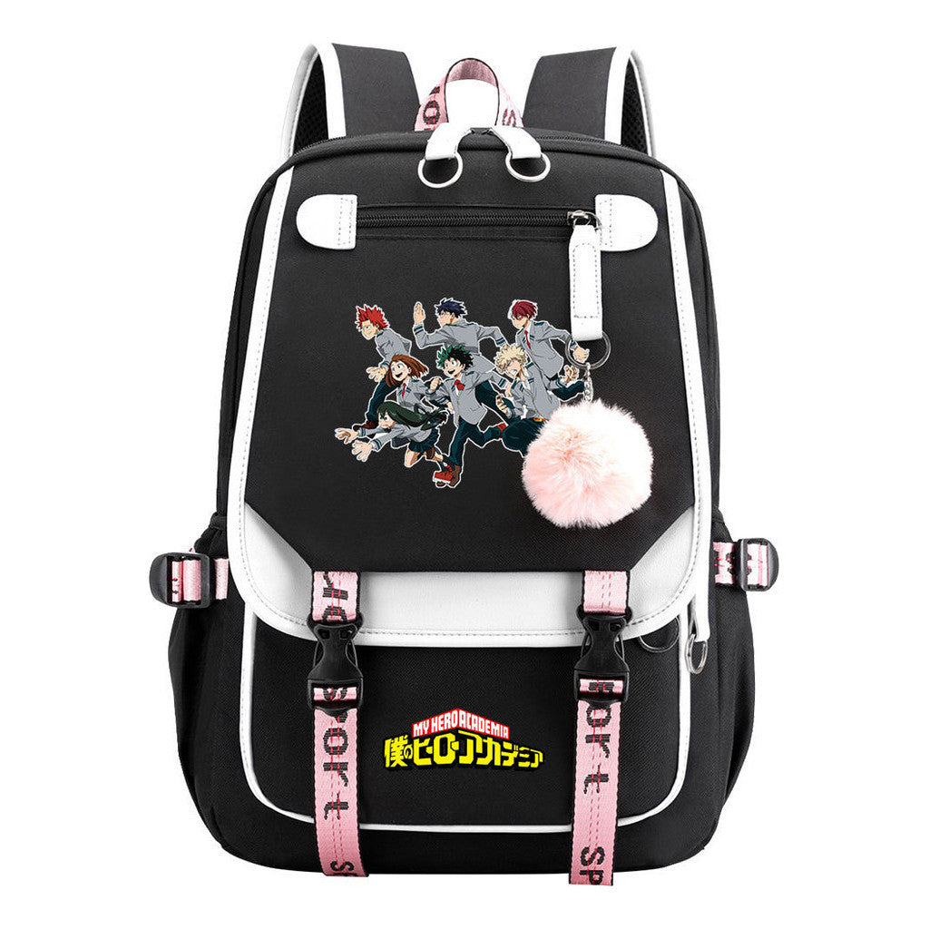 My Heroes Academy Usb Youth Student Backpack With Casual Woven Strap Flip Back Backpack