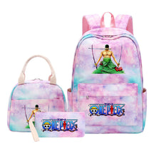 Cartoon Manga Pirate Wang Qing Student Girls School Bag Lunch Bag Three Piece Set Backpack Set