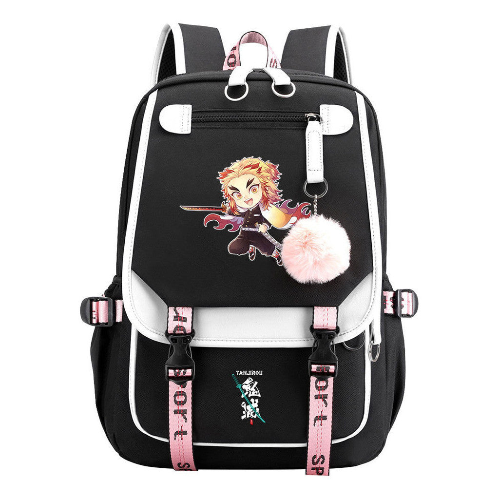 Japanese Cartoon Fashion Usb Youth Student Backpack With Casual Woven Strap Flip Back Backpack