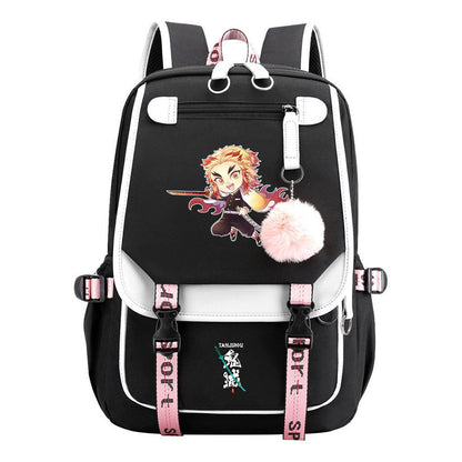 Japanese Cartoon Fashion Usb Youth Student Backpack With Casual Woven Strap Flip Back Backpack