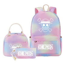 Cartoon Pirate King Youth Student Girls School Bag Lunch Bag Three Piece Set Backpack Set