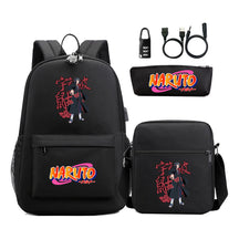 Naruto Usb Password Lock Youth Student Backpack Three Piece Set For Men And Women Backpacks