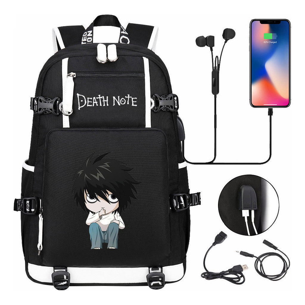 Death Note Usb Large Capacity Youth Student Backpack Men's And Women's Leisure Travel Backpack