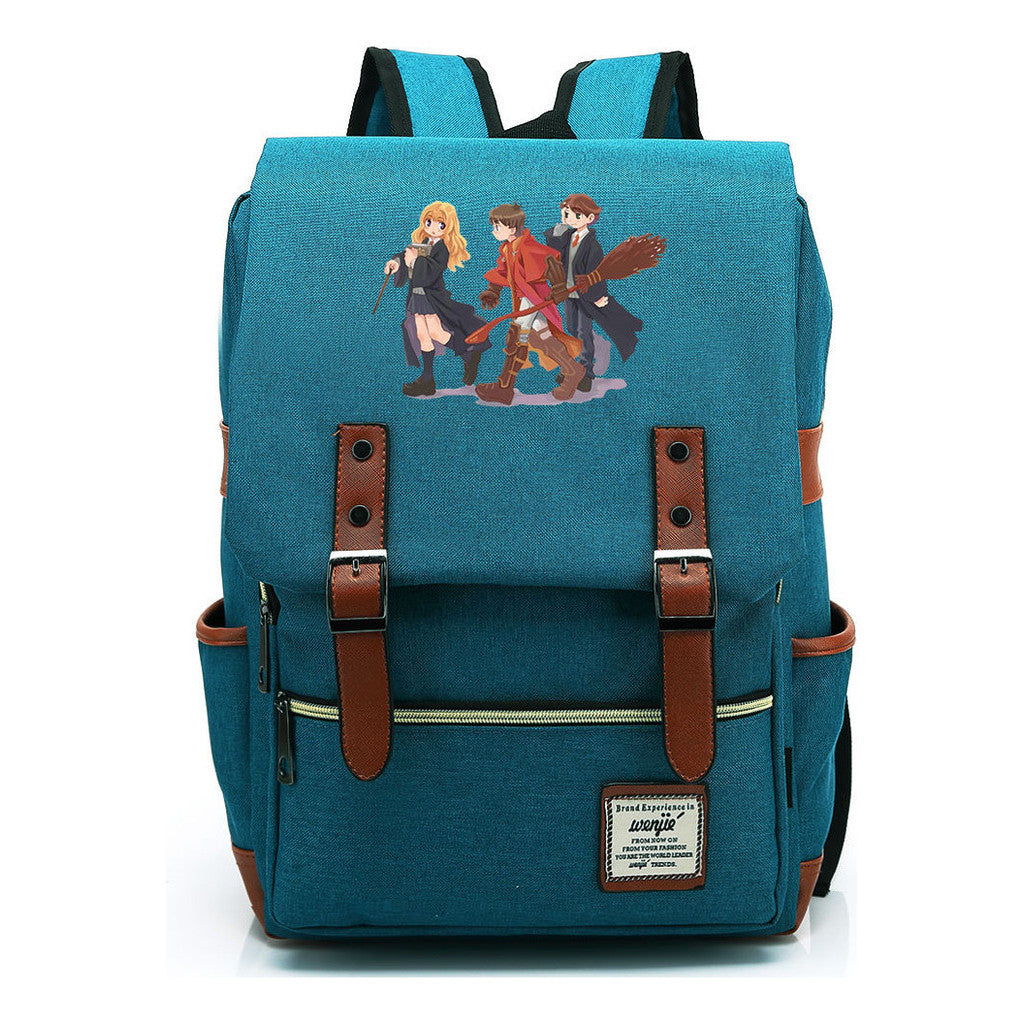 School Of Witchcraft And Wizardry Printed Youth Student School Bag Casual Belt Buckle Classic Backpack