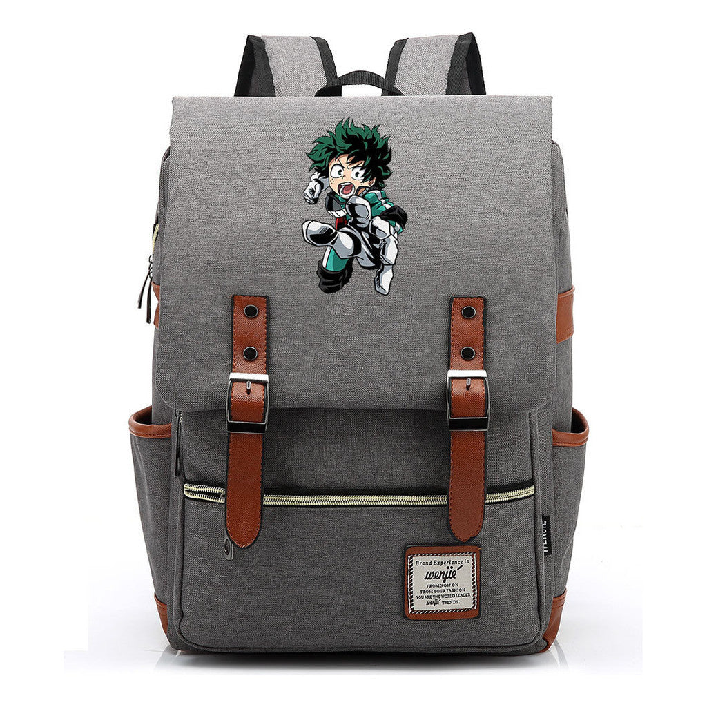 Anime My Heroes Academy Printed Youth Student Backpack Men's And Women's Leisure Belt Buckle Classic Backpack
