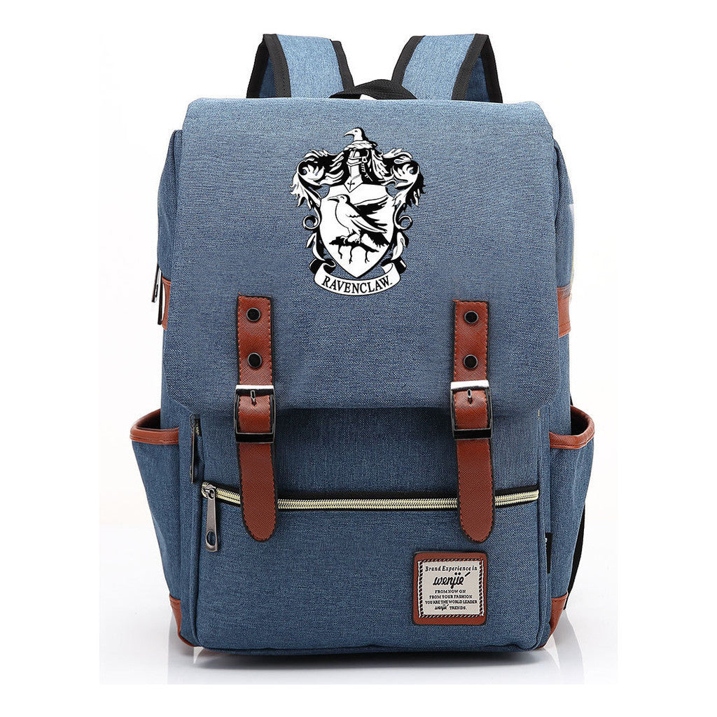 School Of Witchcraft And Wizardry Printed Youth School Bag Casual Belt Buckle Classic Backpack 38*27*12.5cm
