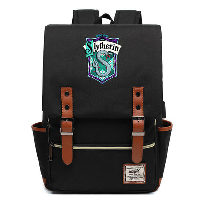 School Of Witchcraft And Wizardry Student Backpack Usb Men's And Women's Leisure Belt Buckle Backpack