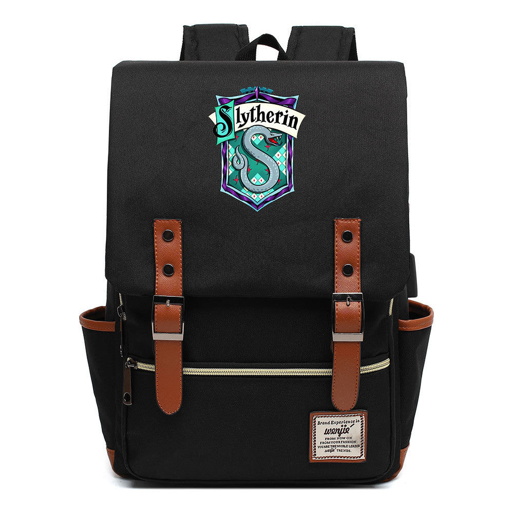 School Of Witchcraft And Wizardry Student Backpack Usb Men's And Women's Leisure Belt Buckle Backpack