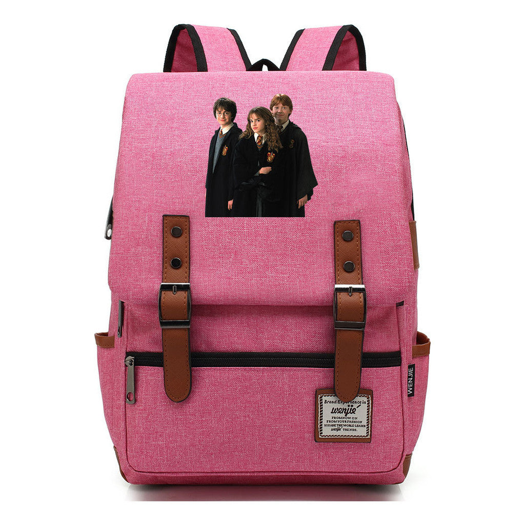 Academy Of Magic Print Teen Student School Bag For Men And Women Casual Belt Buckle Classic Backpack