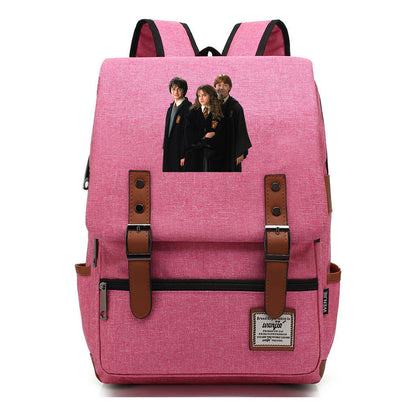 Academy Of Magic Print Teen Student School Bag For Men And Women Casual Belt Buckle Classic Backpack