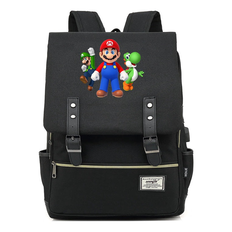 Super Mario Youth Student backpack USB casual backpack