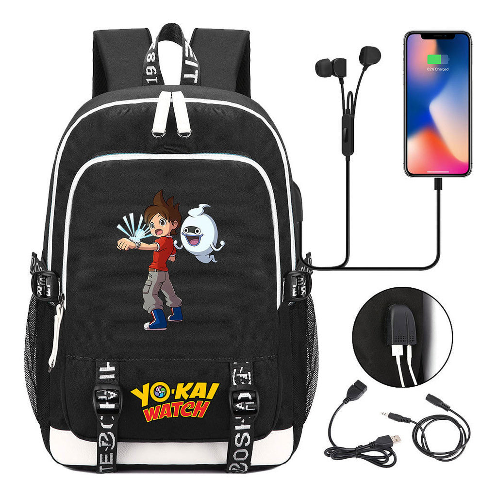 Anime Monster Watch Student School Bag Usb Men's And Women's Leisure Backpack