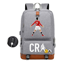 Football Star Cristiano Ronaldo Printed Usb Youth Primary And Secondary School Backpack For Boy And Girl's Leisure Travel Backpack