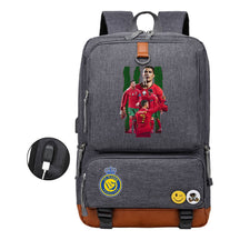 Football Star Cristiano Ronaldo Printed Usb Student Backpack Leisure Travel Backpack