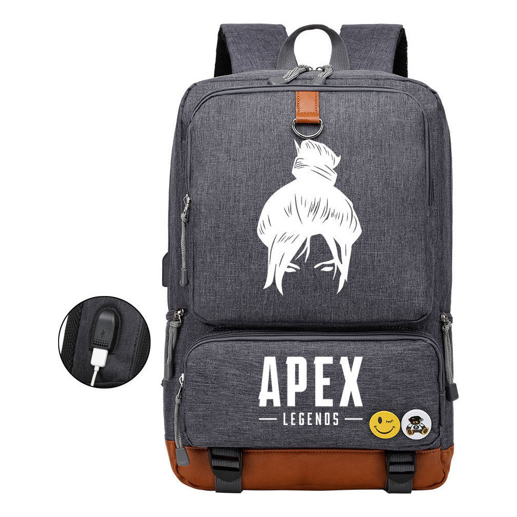 Apex Hero Print Usb Student Backpack Leisure Travel Backpack