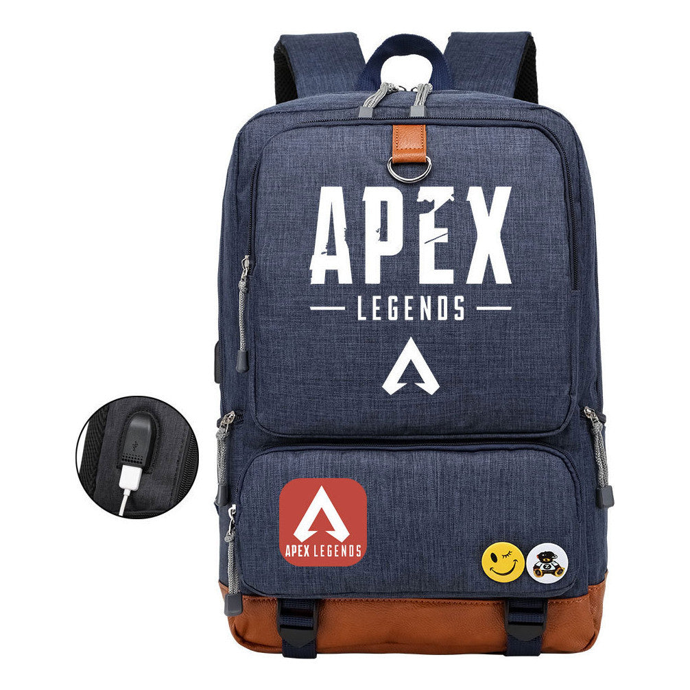 Apex Hero Print Usb Youth School Bag Travel Backpack