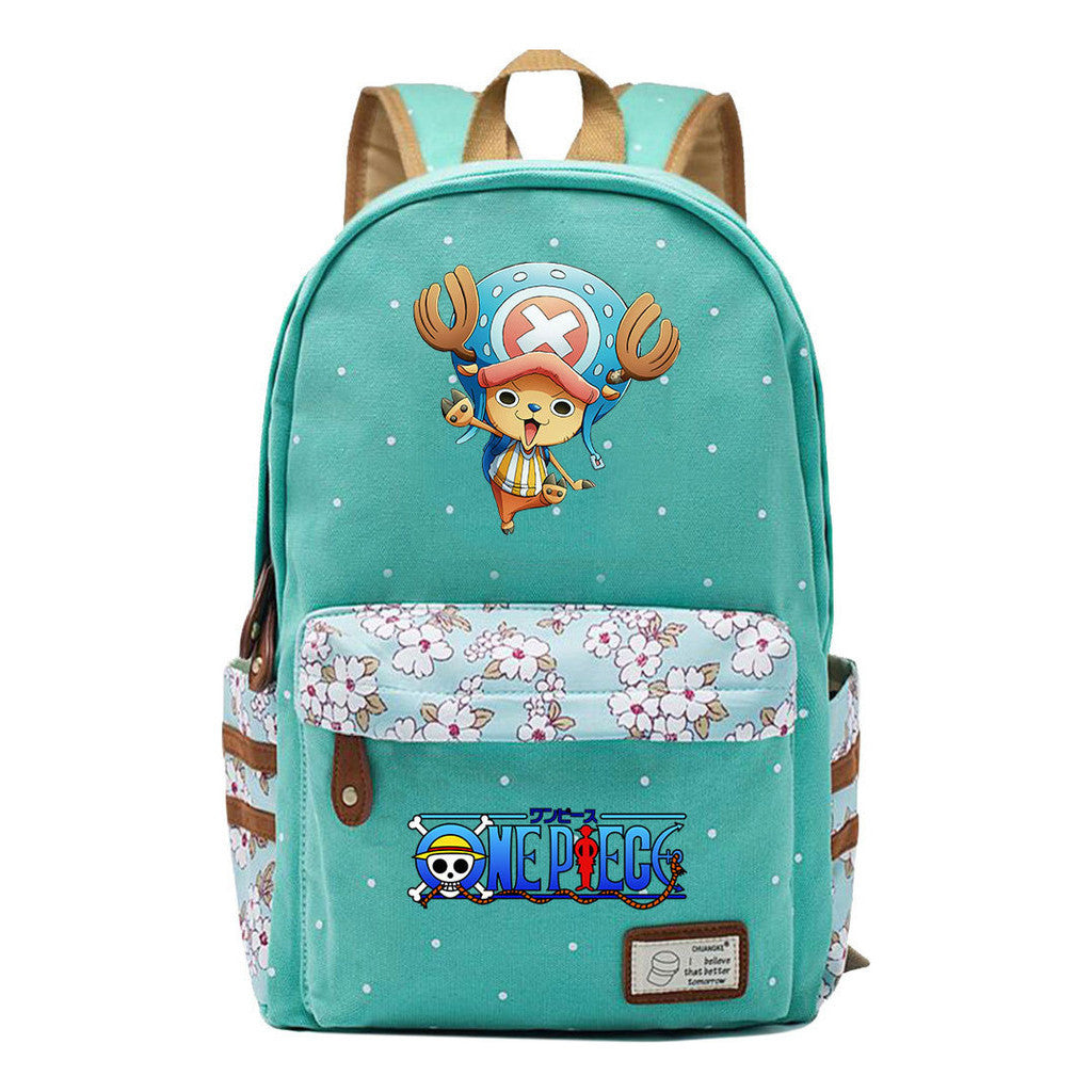 Anime Pirate Wang Lufei Printed Book Bag Fragmented Flower Leisure Backpack